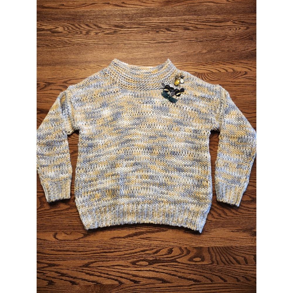 Anthropologie Moth Jeweled Bee Marled Chunky Knit SweaterWomens Size‎ XS